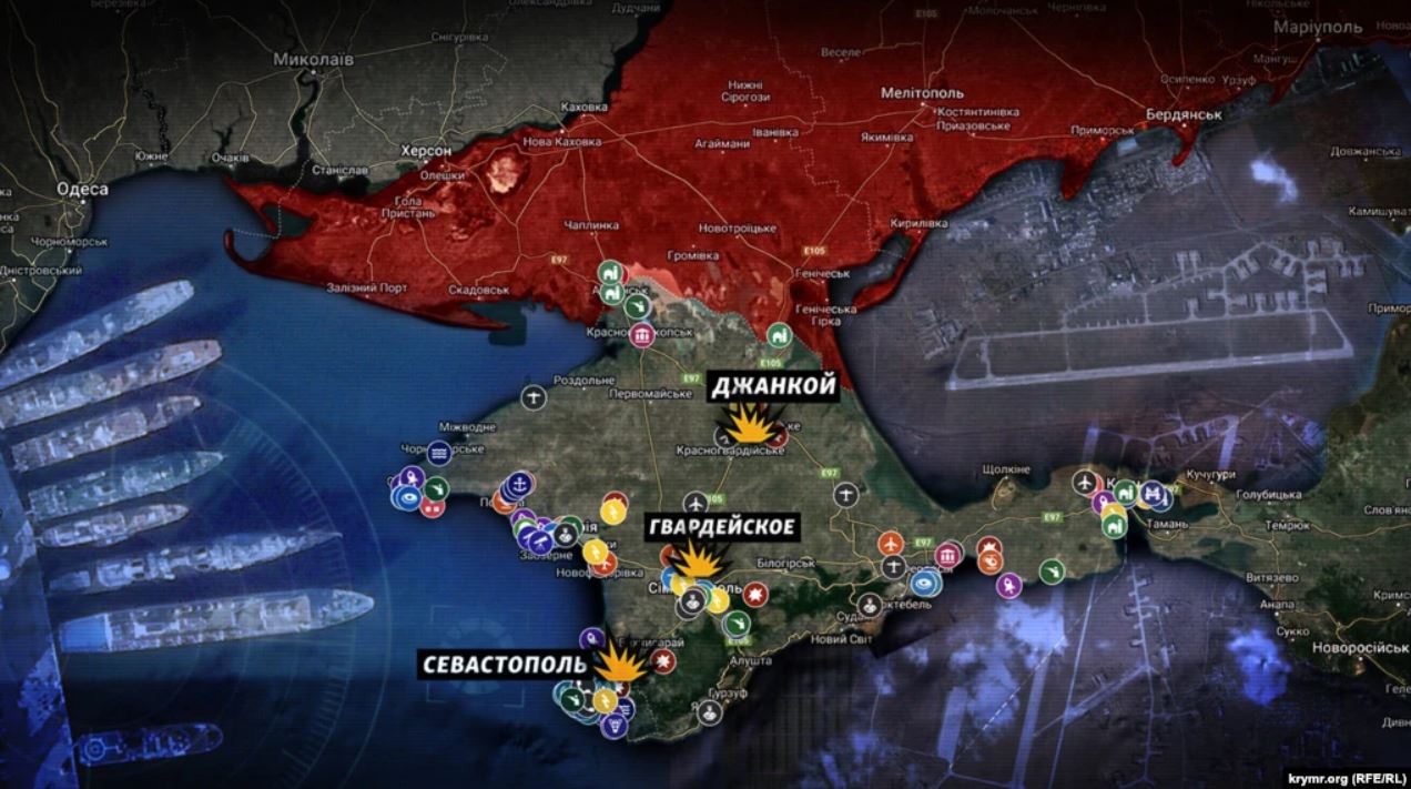 СМИ создали базу военных объектов РФ в Крыму, которые потенциально могут быть поражены ВСУ