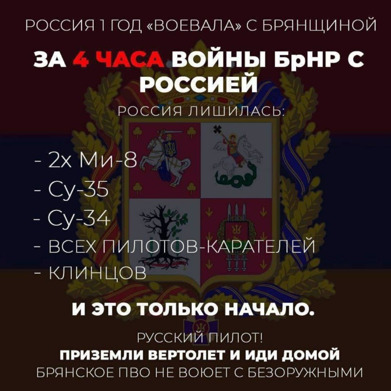 Российские самолеты и вертолеты в Брянской области сбила собственная ПВО