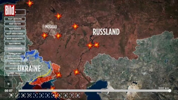 BILD: Украина может выпускать по России от 30 до 60 дальнобойных дронов каждую ночь