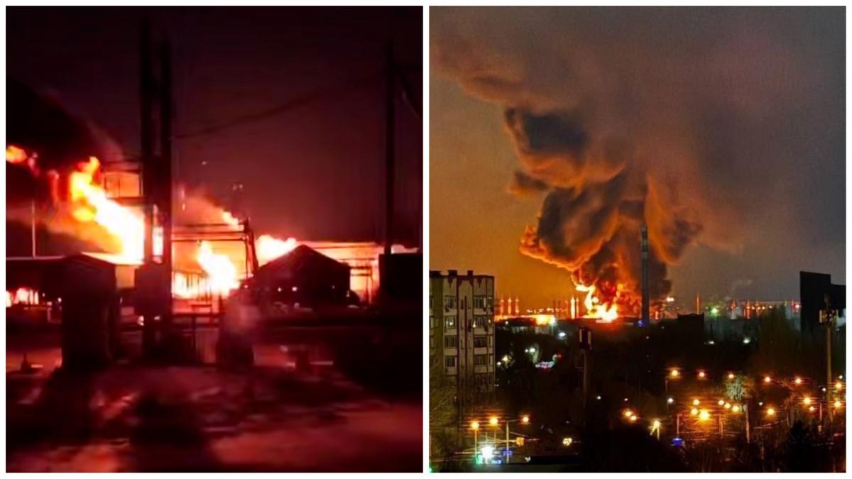 После атаки дронов горит нефтехранилище авиабазы «Энгельс-2» (Видео)