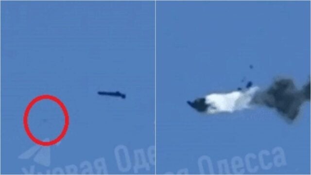 На видео попал момент сбивания «Шахеда» дроном-перехватчиком в Одессе